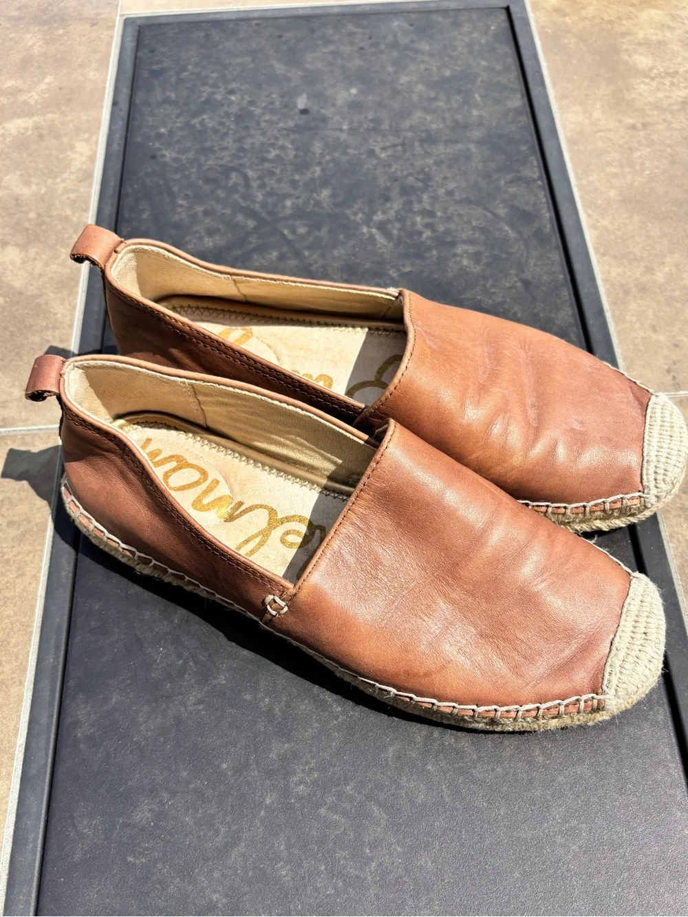 Sam Edelman Size 6.5 Women’s Brown Leather Espadrille Slip-Ons